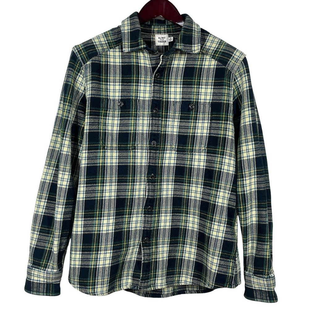 Flint & Tinder Crossback Workshirt Mens M Plaid Hardy Looseweave Twill Flannel
